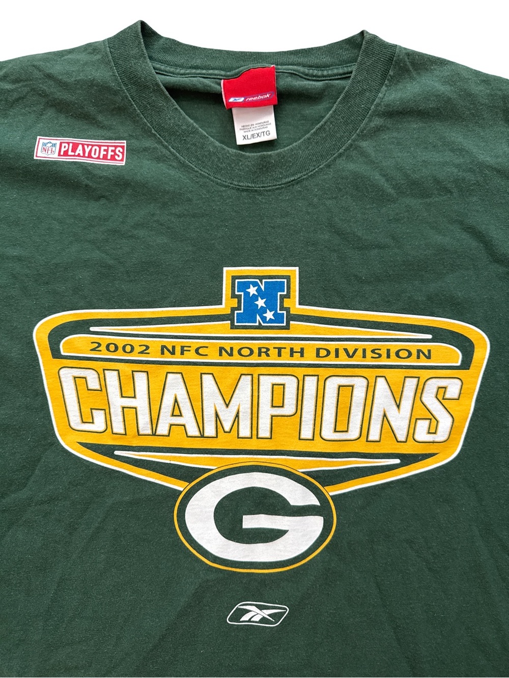Vintage 2002 Reebok Green Bay Packers NFL Size XL Mens NFC North Champions Shirt